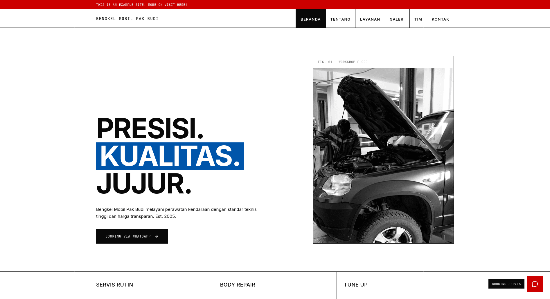 Bengkel Mockup landing page mockup