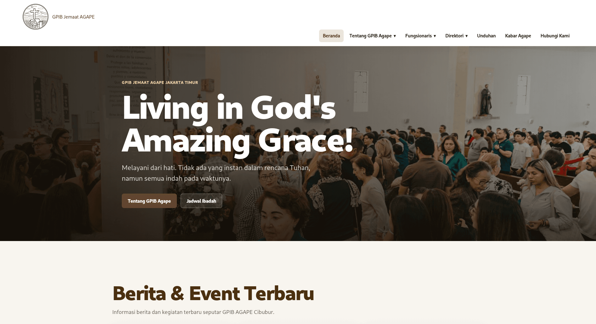 GPIB Agape landing page mockup